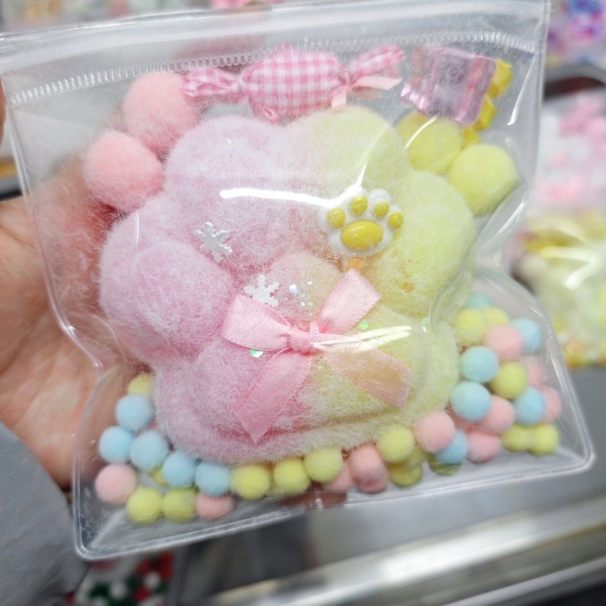 6 Colors Plush Cat Paw Bag Squishy