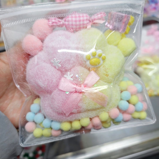 6 Colors Plush Cat Paw Bag Squishy